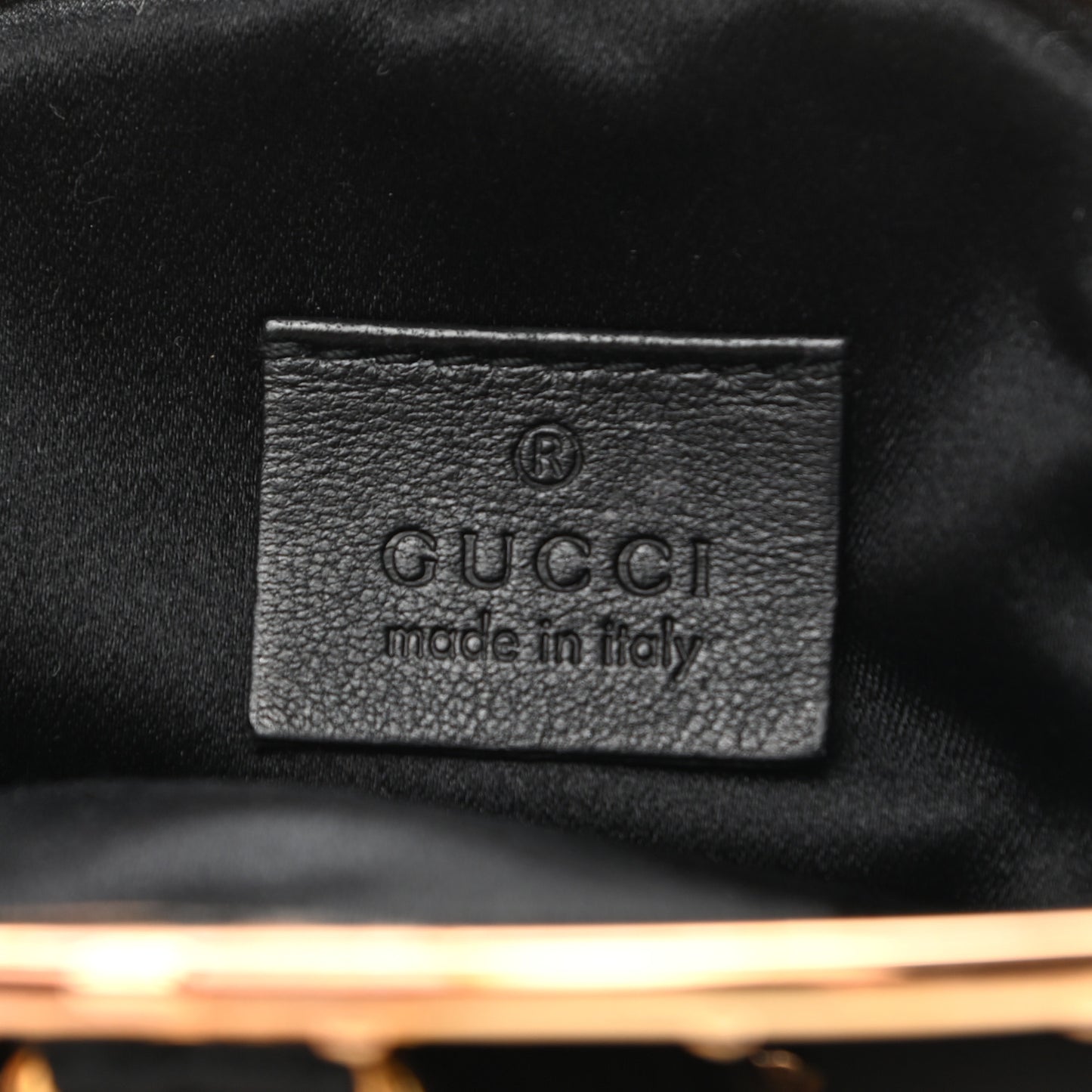 Satin Bamboo Jeweled Clutch Bag Black