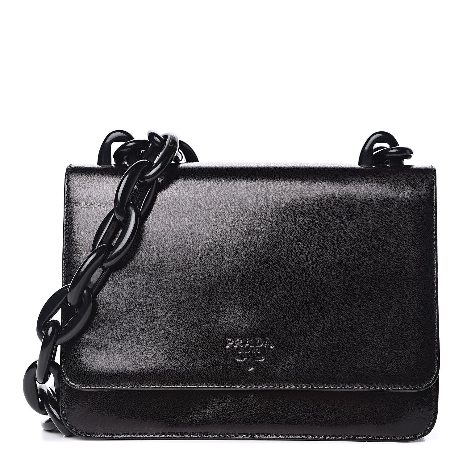 Prada Goatskin Swing Chain Shoulder Bag Black 1 of 12