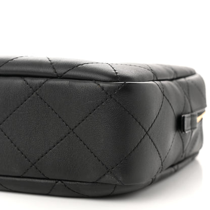 Chanel Calfskin Diamond Stitched Top Handle Bowling Bag Black 10 of 10