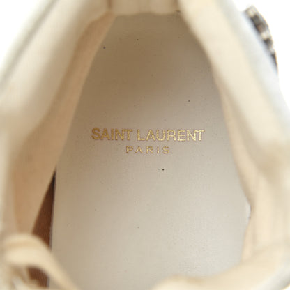 Saint Laurent Distressed Canvas Smoking Forever High Top Sneakers 40.5 Milk Panna 6 of 13