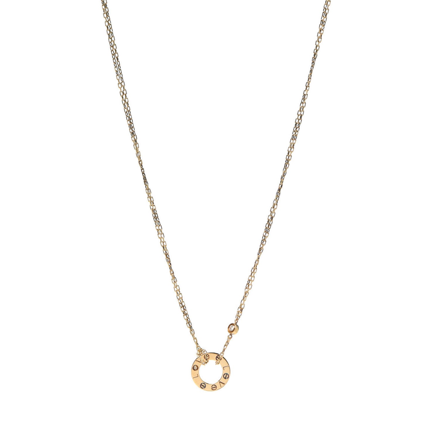 18K Yellow Gold 2 Diamond LOVE Necklace