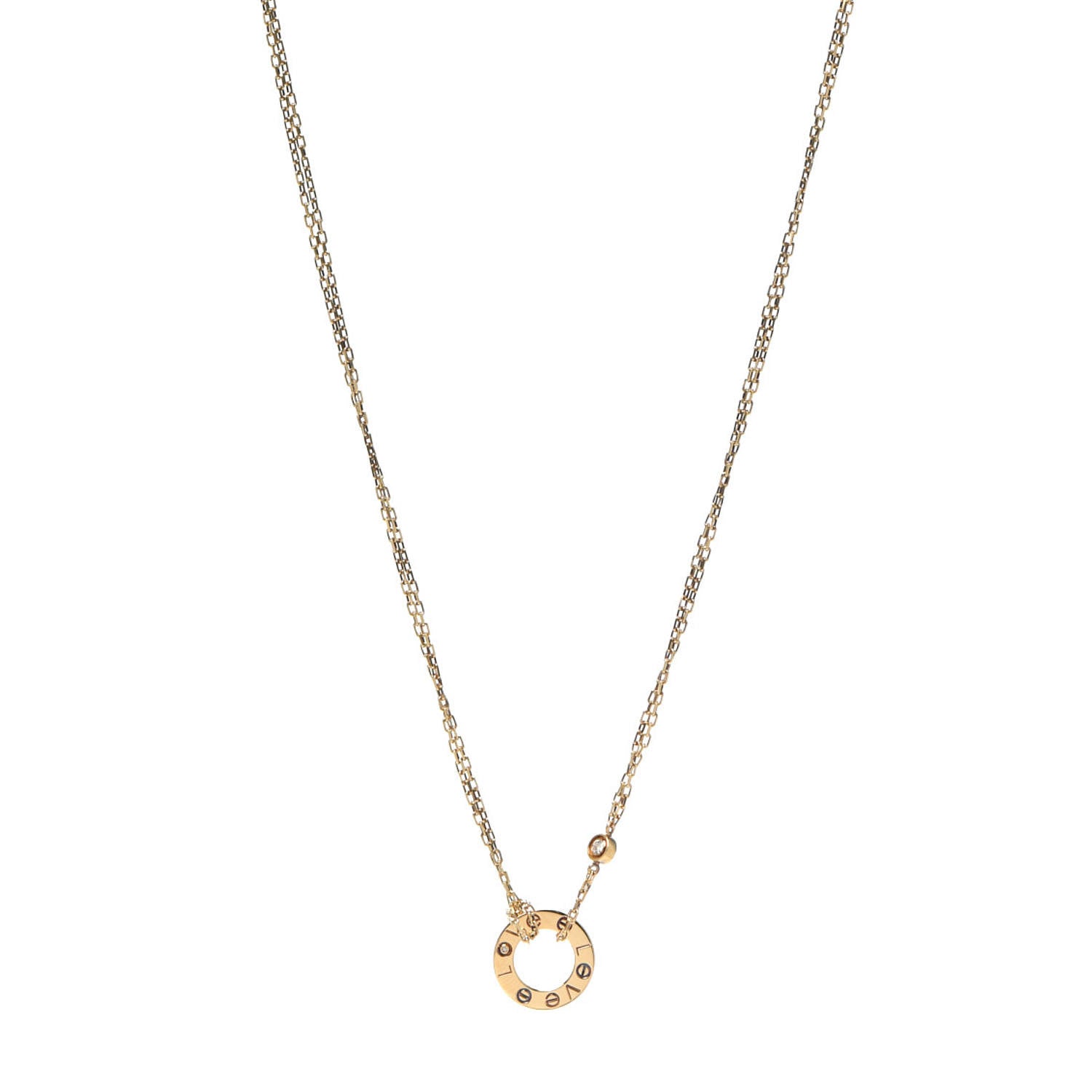 Cartier 18K Yellow Gold 2 Diamond LOVE Necklace 1 of 7