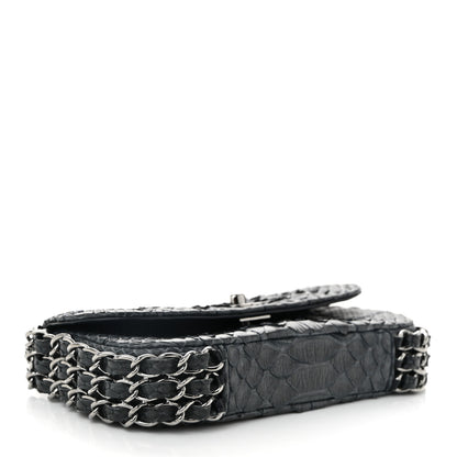 Chanel Snakeskin 3 Chain Flap Dark Blue 4 of 10