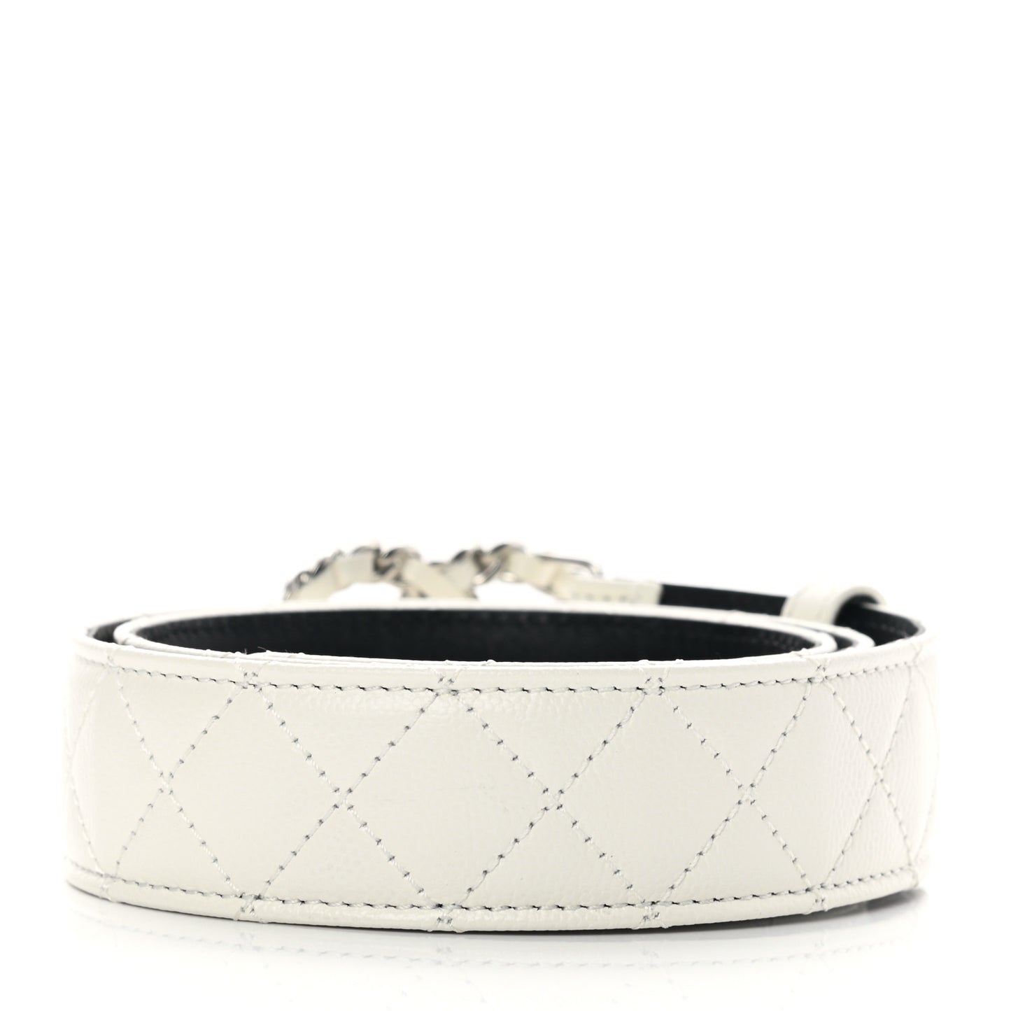 Caviar Quilted CC Chain Belt 75 30 White
