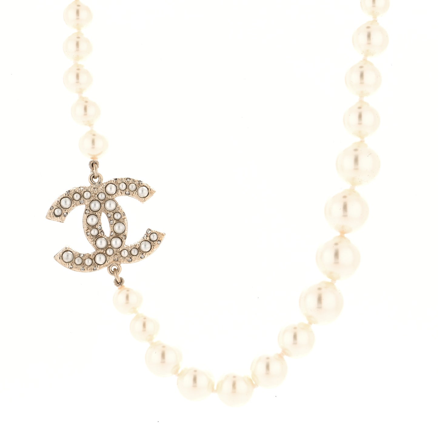 Pearl CC 100th Anniversary Necklace Light Gold