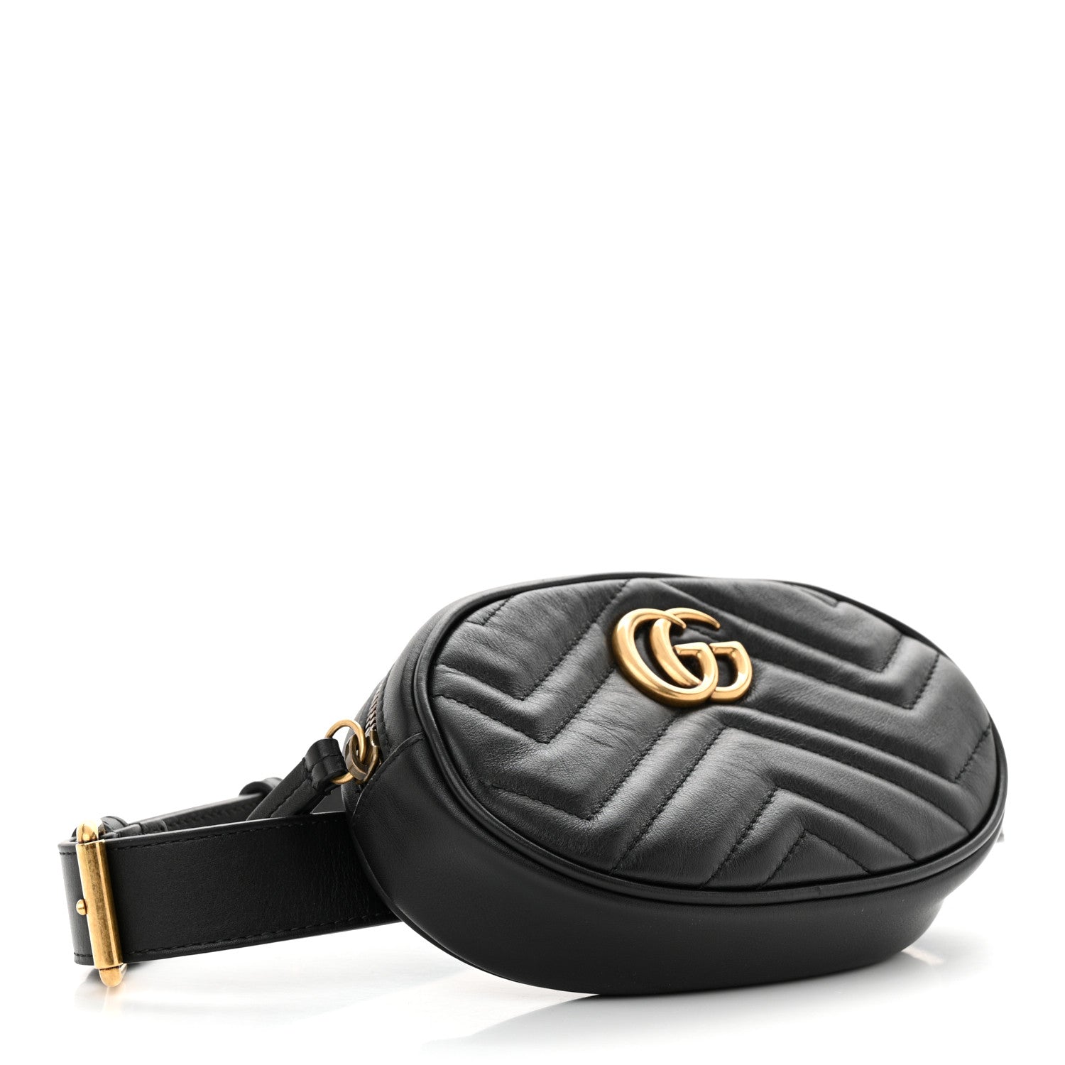 Gucci Calfskin Matelasse GG Marmont Belt Bag 85 34 Black 4 of 14