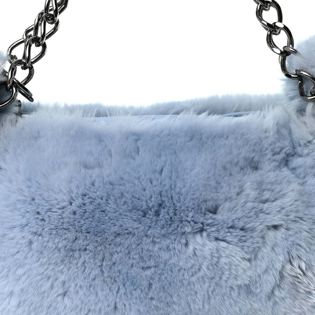 Lapin Rabbit Fur Lambskin Shoulder Bag Blue