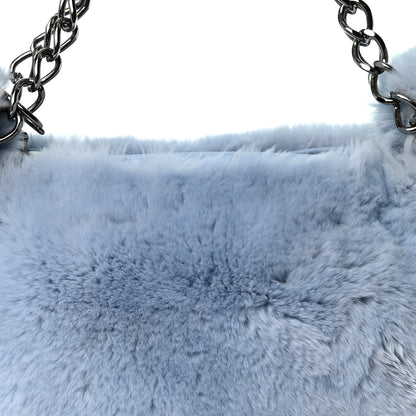Chanel Lapin Rabbit Fur Lambskin Shoulder Bag Blue 8 of 10