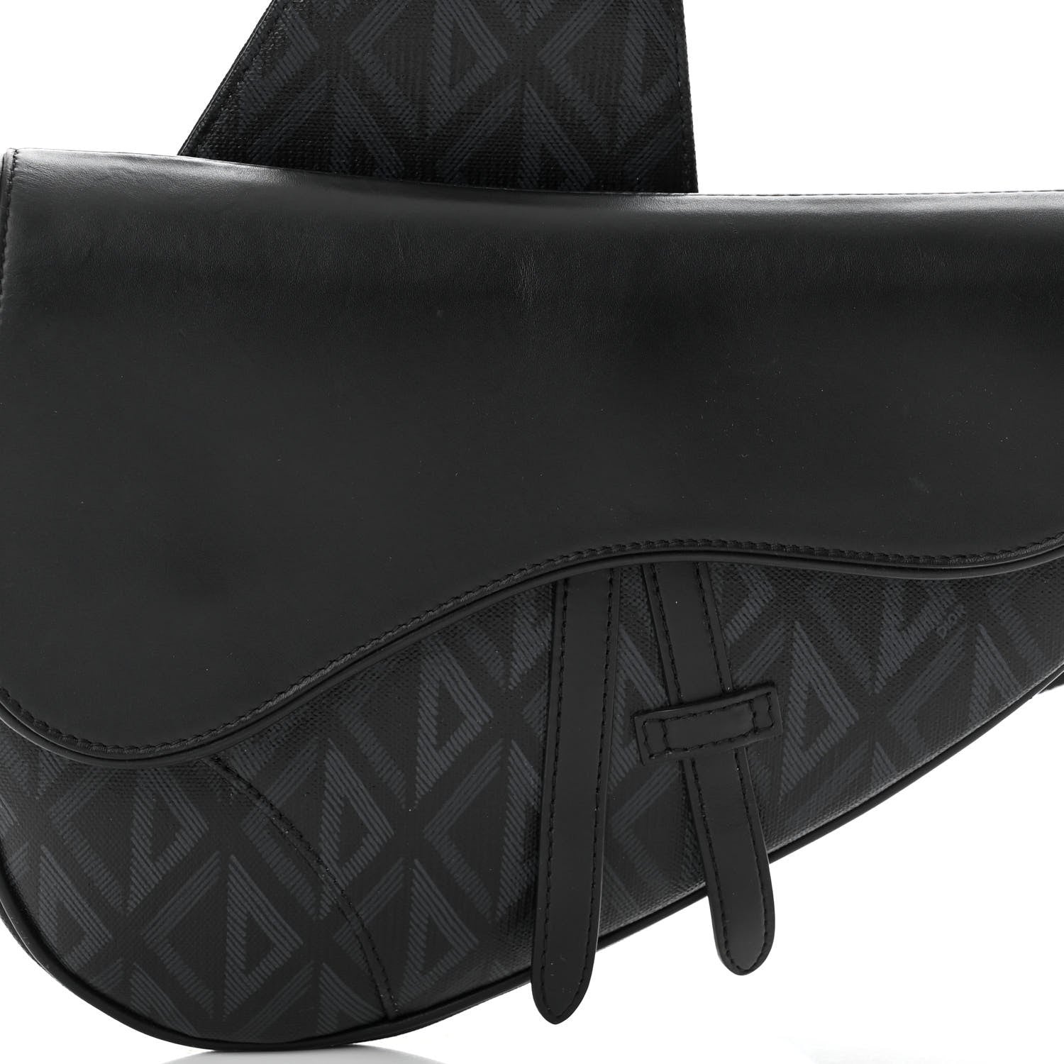 Christian Dior Smooth Calfskin Canvas CD Diamond Mens Saddle Bag Black 8 of 16