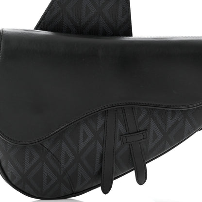 Christian Dior Smooth Calfskin Canvas CD Diamond Mens Saddle Bag Black 8 of 16