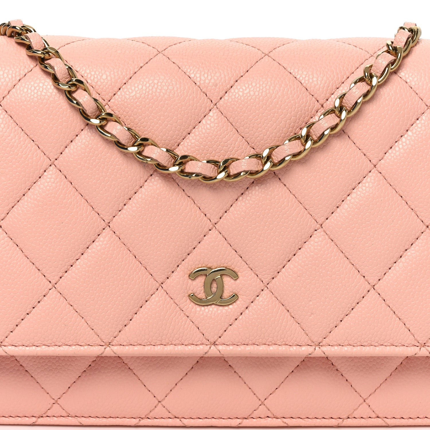Chanel Caviar Quilted Wallet on Chain WOC Light Pink 9 of 11