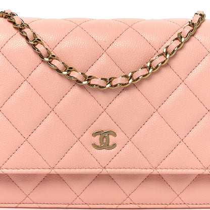 Chanel Caviar Quilted Wallet on Chain WOC Light Pink 9 of 11