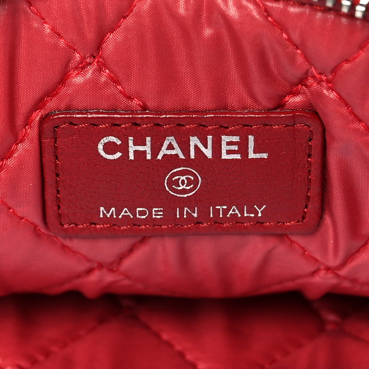 Lambskin Quilted Large Cosmetic Case Red