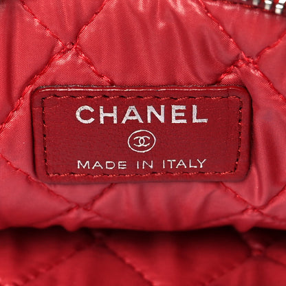 Chanel Lambskin Quilted Large Cosmetic Case Red 6 of 9