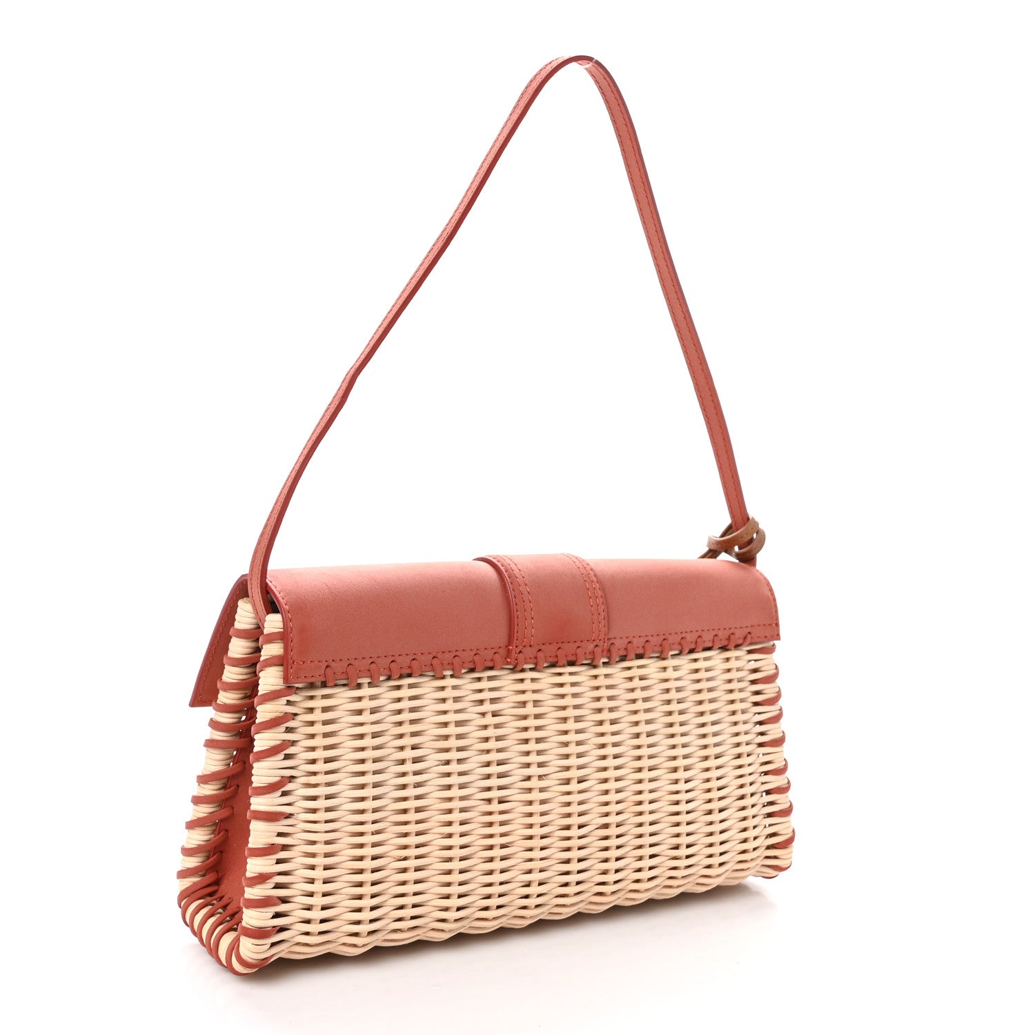 Jacquemus Wicker Nubuck Le Bambino Long Dark Red 3 of 9