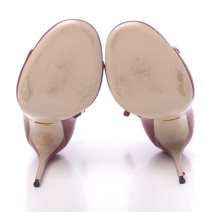 Gucci Malaga Kid Aneta Ladder-Strap Peep Toe Booties 37.5 Hibiscus Red 5 of 13