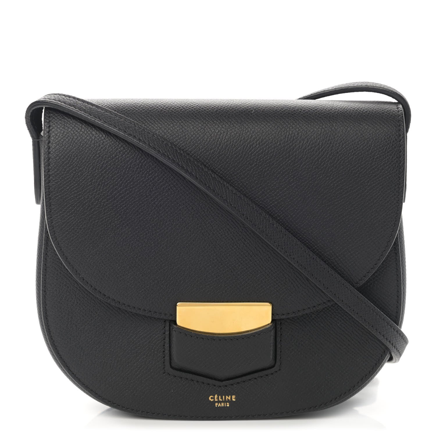 Celine Grained Calfskin Small Trotteur Black 1 of 8