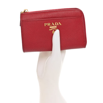 Prada Saffiano Metal Zip Around Keychain Fuoco 2 of 9