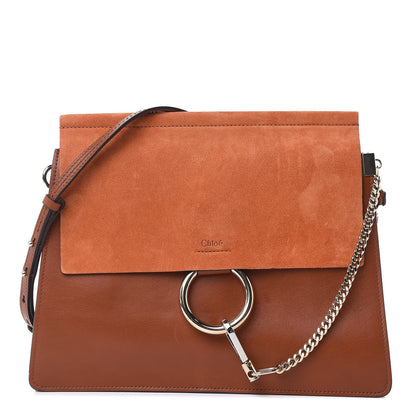 Chloe Suede Calfskin Medium Faye Shoulder Bag Tobacco 1 of 10