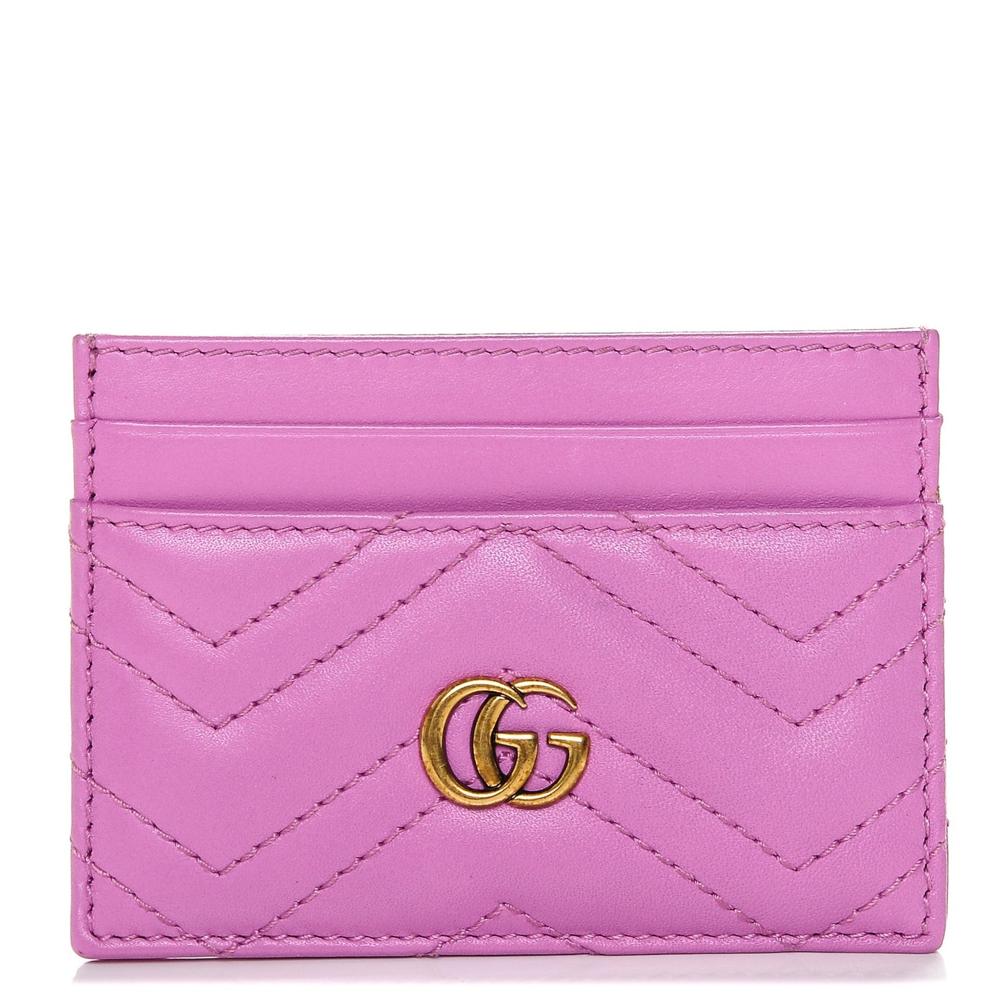 Calfskin Matelasse GG Marmont Card Holder Candy Mousse