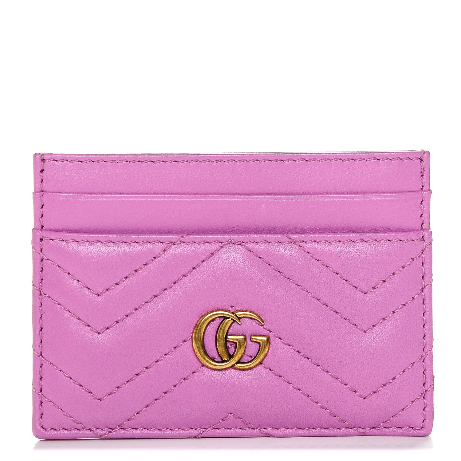 Gucci Calfskin Matelasse GG Marmont Card Holder Candy Mousse 1 of 6