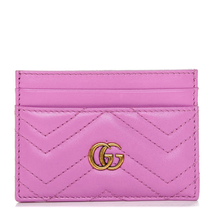 Gucci Calfskin Matelasse GG Marmont Card Holder Candy Mousse 1 of 6