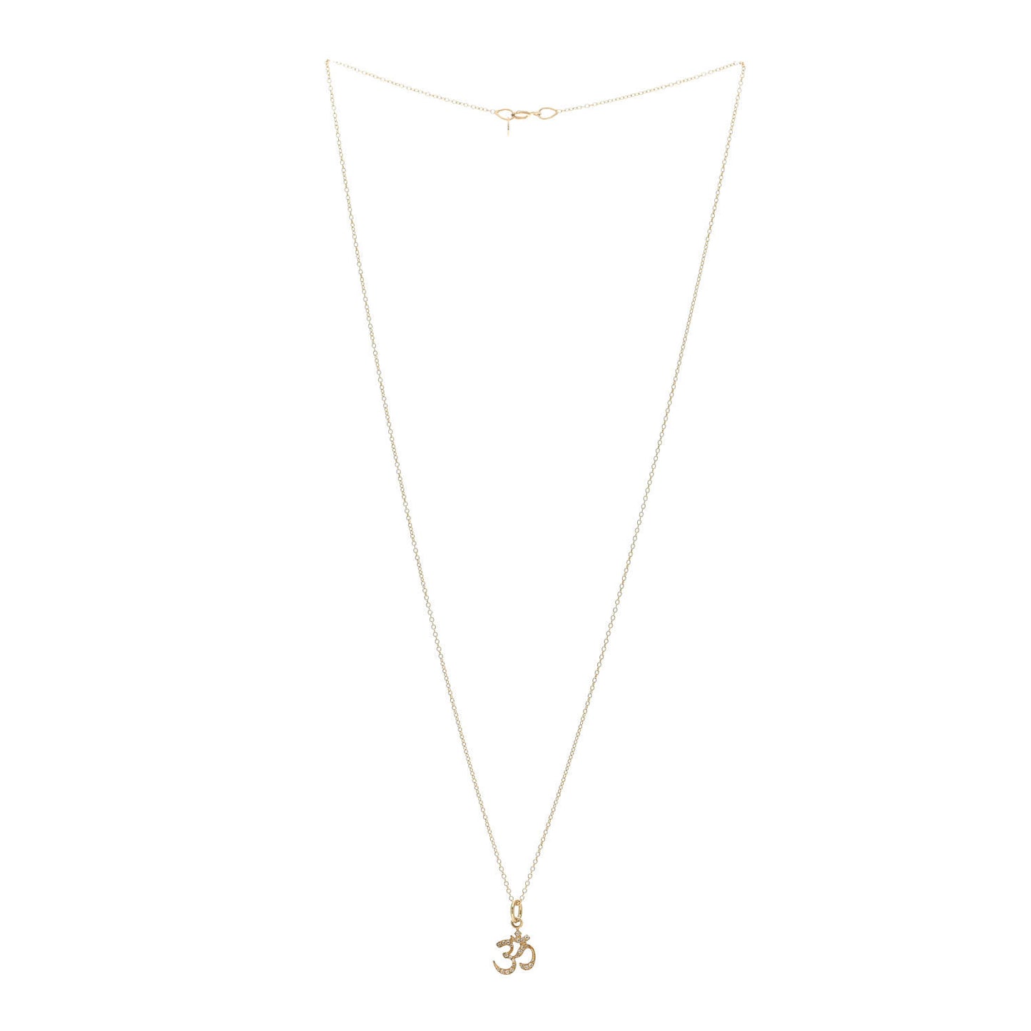 18K Yellow Gold Diamond Om Pendant Necklace