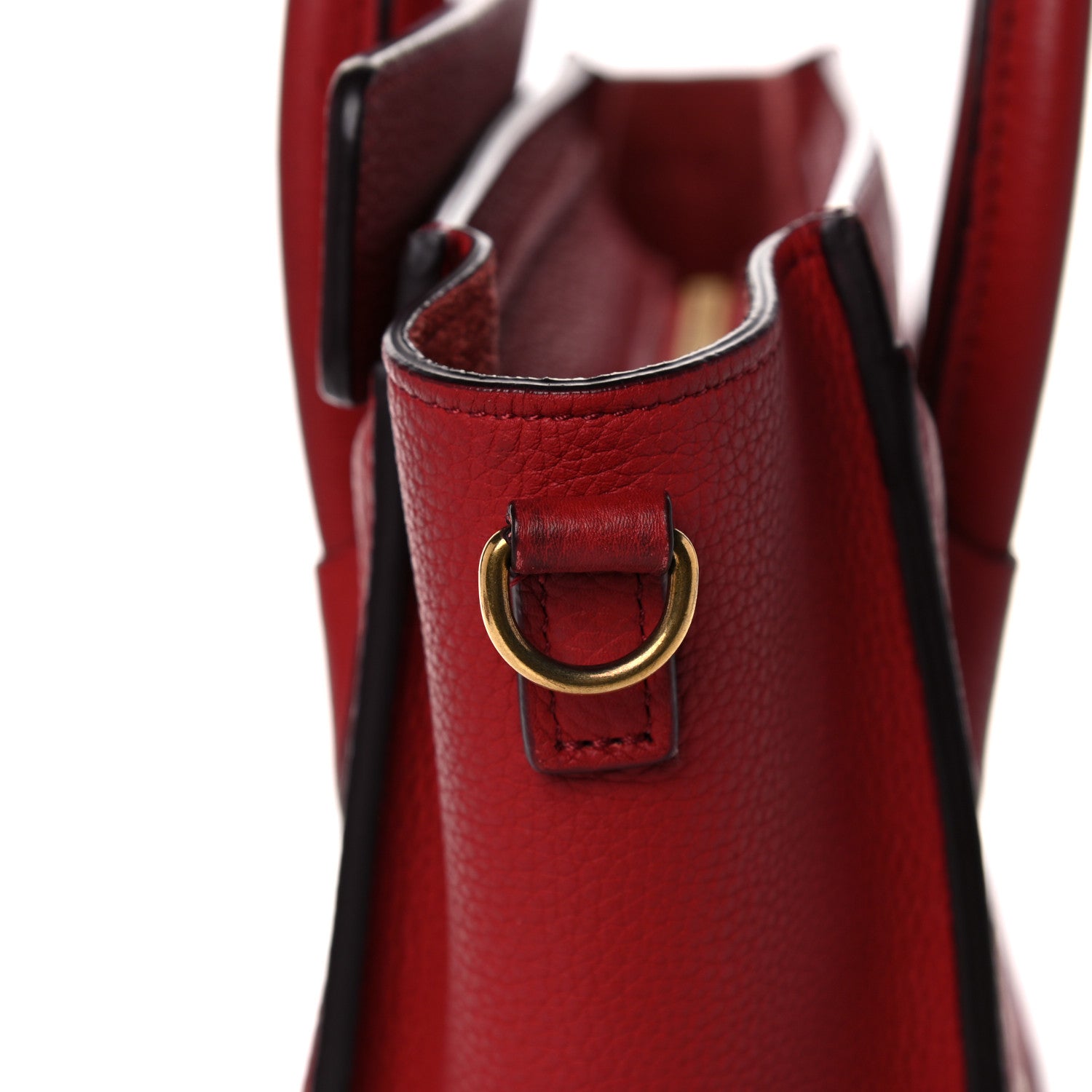 Celine Drummed Calfskin Nano Luggage Red 25 of 27