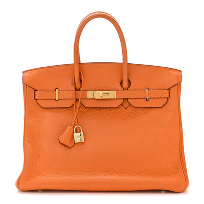 Hermes Taurillon Clemence Birkin 35 Orange 1 of 15