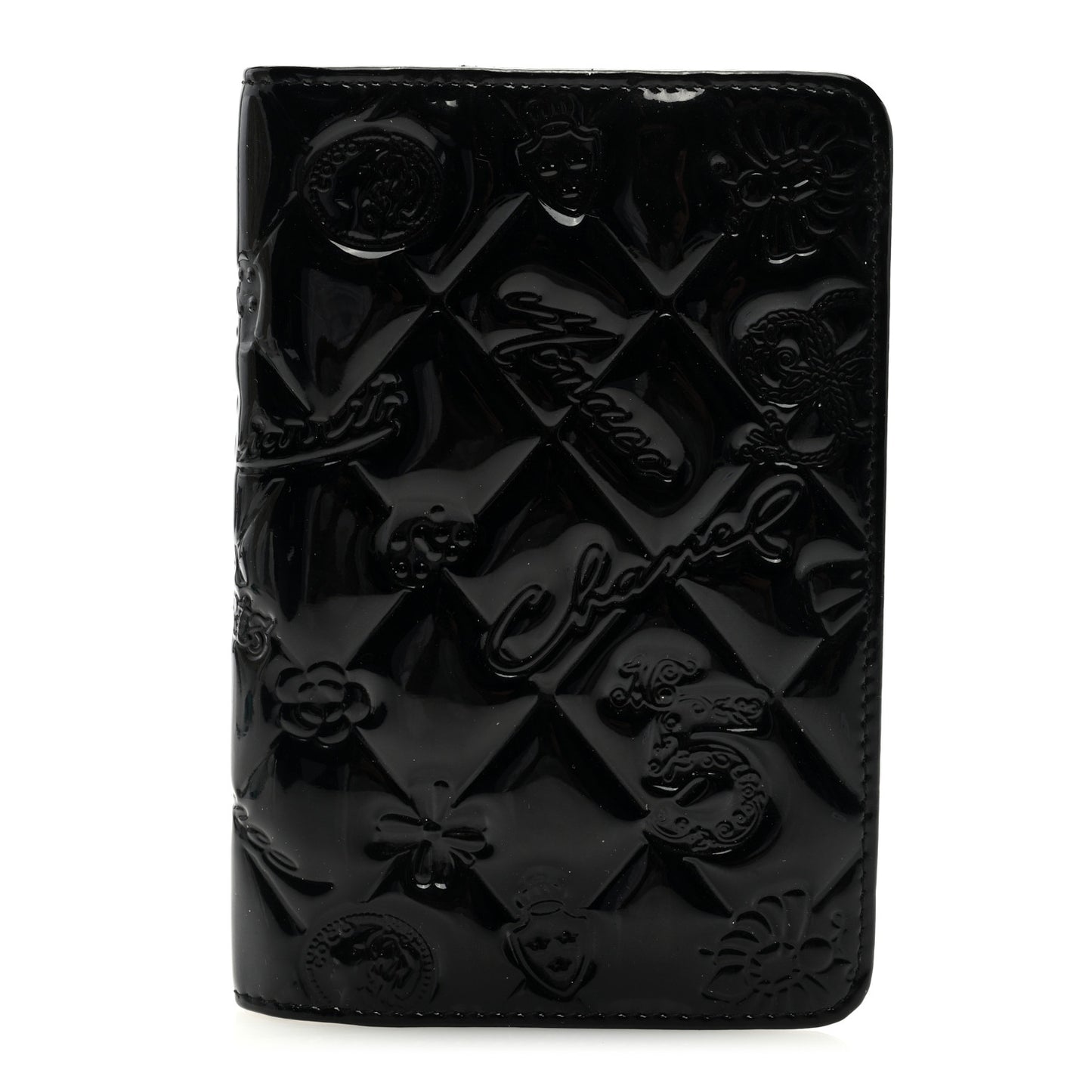 Patent Calfskin Lucky Symbols Agenda Cover Black