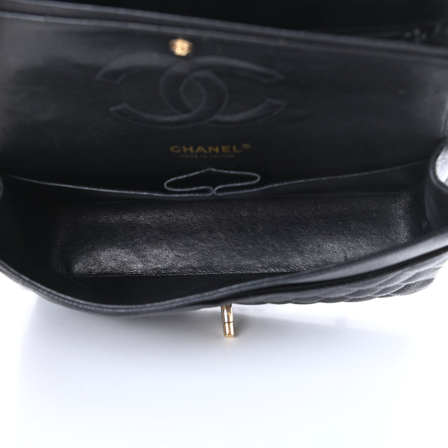 Caviar Quilted Medium Double Flap Black