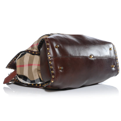 Burberry House Check Studded Large Greenham Tote Dark Tan 4 of 9