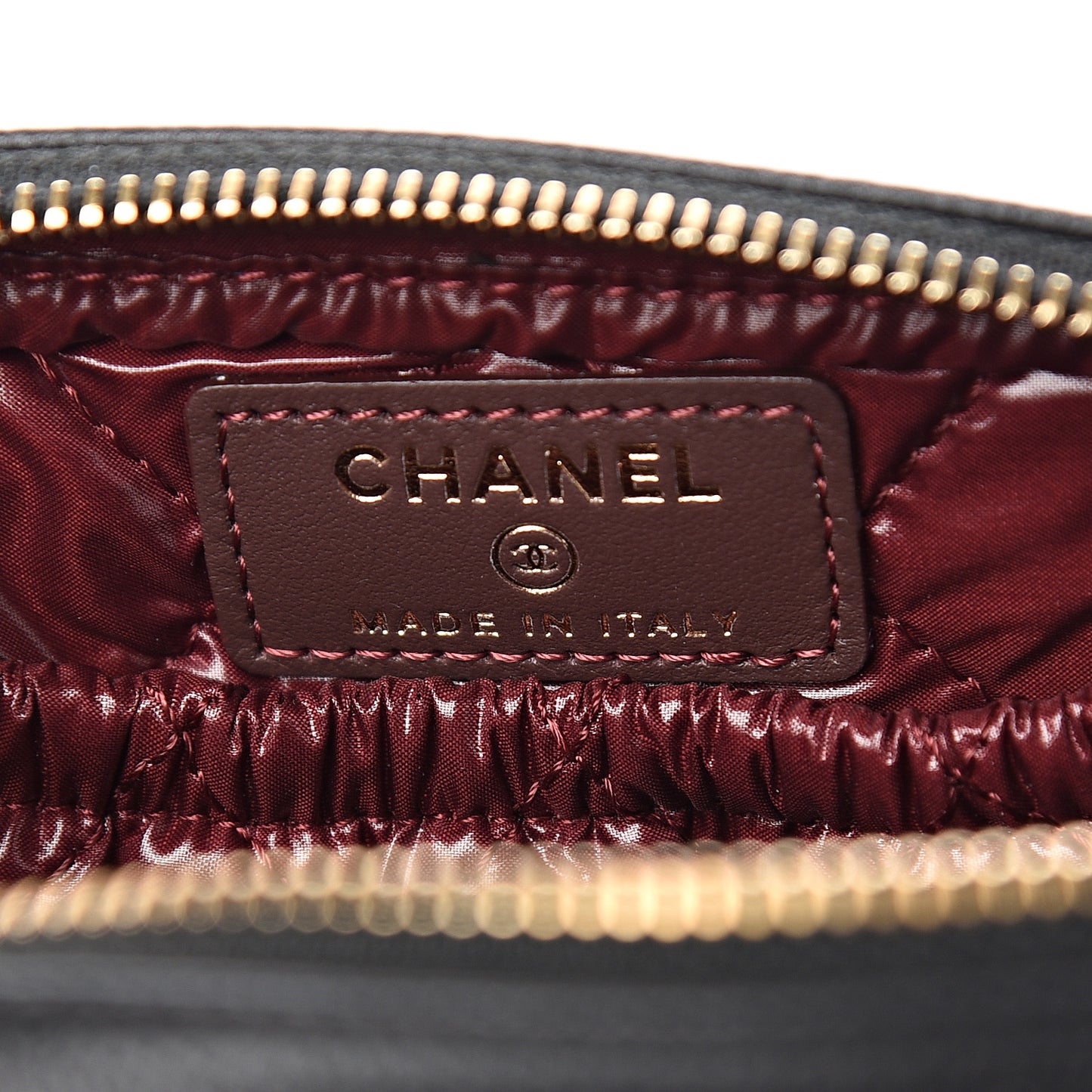 Caviar Quilted Small Curvy Pouch Cosmetic Case Black