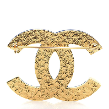 Chanel Resin Crystal CC Brooch Blue Black Gold 3 of 5