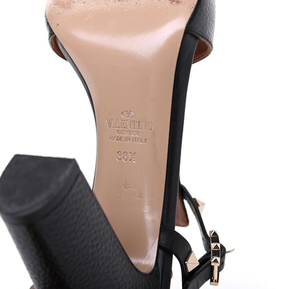 Valentino Garavani Grained Calfskin Rockstud Ankle Strap 5/105mm Sandals 38.5 Black 13 of 19