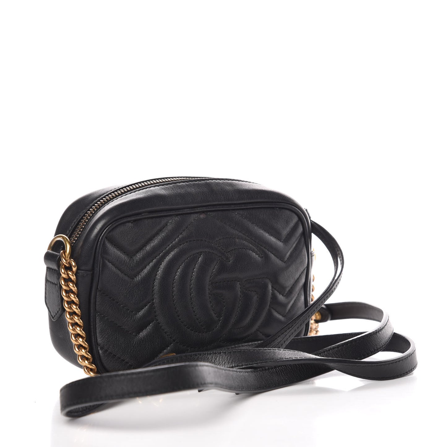Calfskin Matelasse Mini GG Marmont Chain Shoulder Bag Black