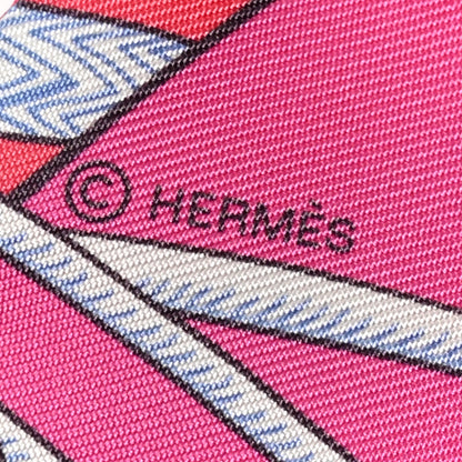 Hermes Silk Zouaves Et Dragons Twilly Ciel White Capucine Rose 3 of 4