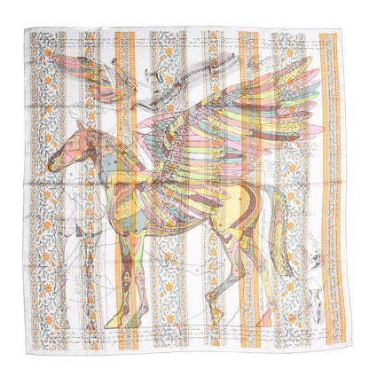 Hermes Silk Pegase Au Bloc Scarf 140 White Rose Jaune 1 of 2