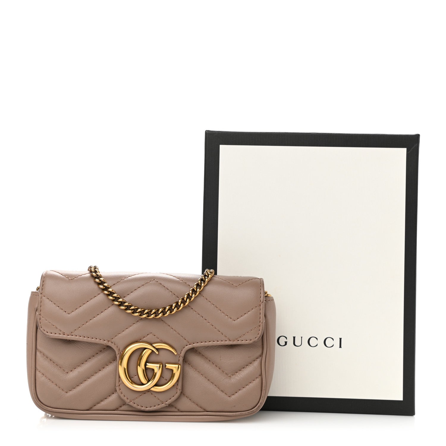 Gucci Calfskin Matelasse Super Mini GG Marmont Shoulder Bag Porcelain Rose 26 of 26