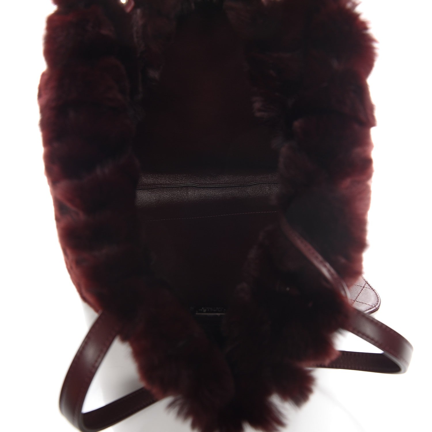 Chanel Rabbit Fur Quilted Pattern Shopping Tote Burgundy 6 of 8