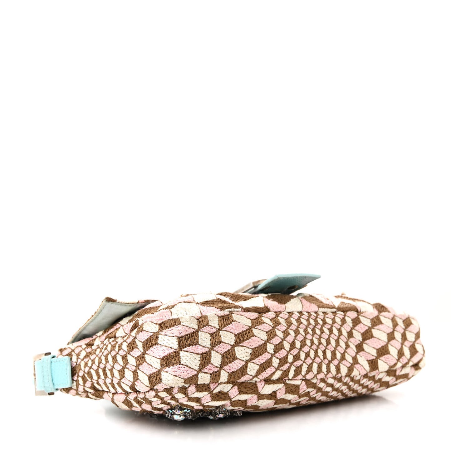 Fabric Lizard Crystal Embroidered Baguette Celeste