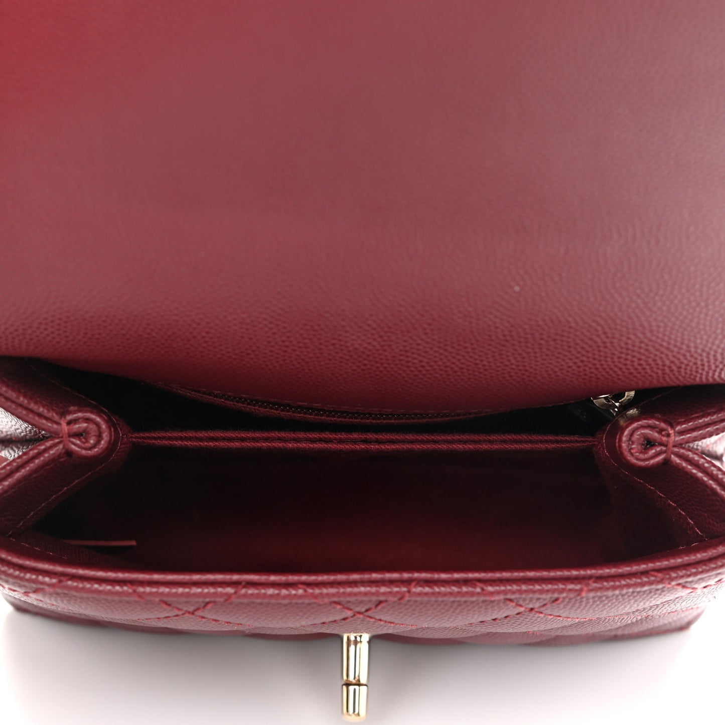 Caviar Quilted Extra Mini Coco Handle Flap Burgundy