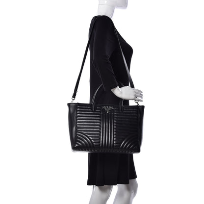 Prada Soft Calfskin Impunture Diagramme Tote Black 2 of 10