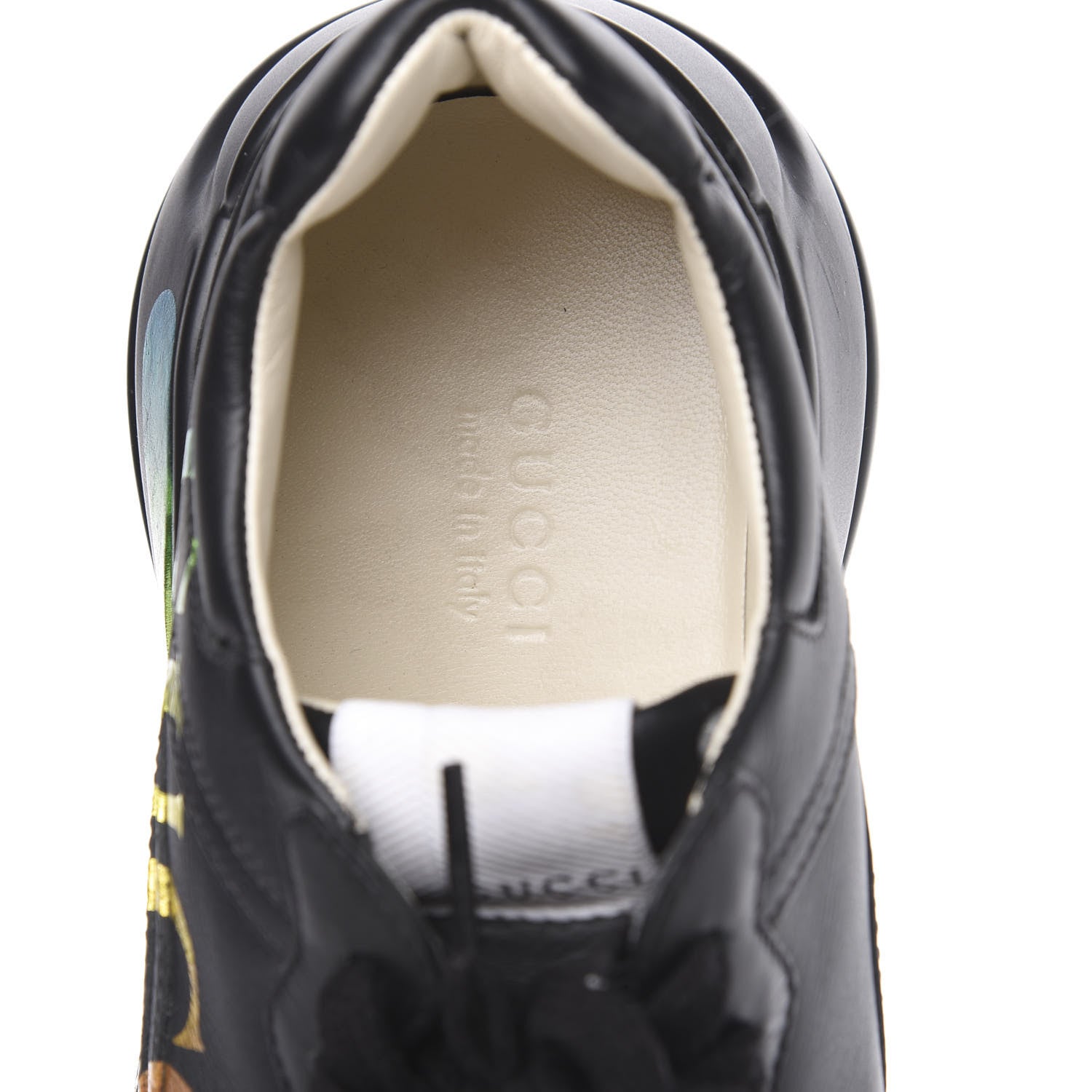 Gucci Calfskin Iridescent Logo Womens Rhyton Sneakers 36.5 Black 7 of 10
