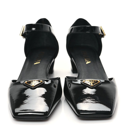 Prada Patent Triangle Squared Toe 35mm Pumps 38 Black 2 of 8