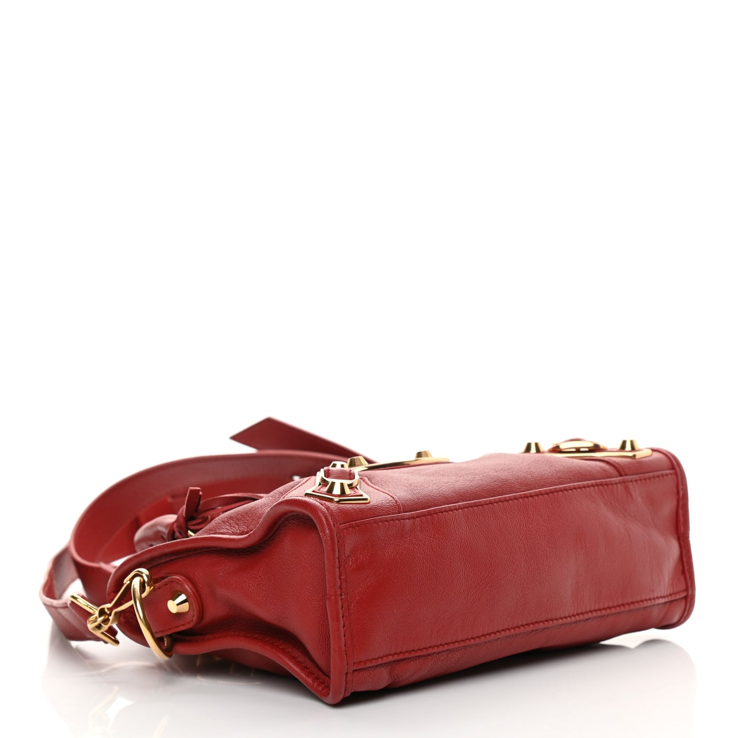 Chevre Gold Metallic Edge Hardware Mini City Rouge Brique Rouge Grenade