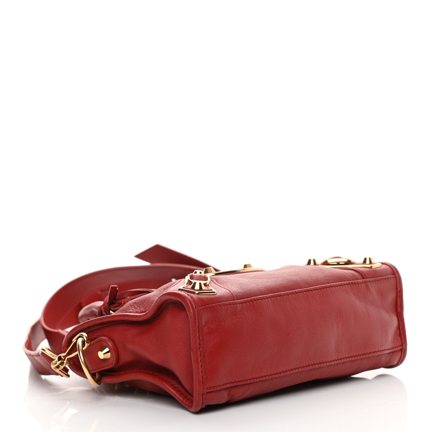 Balenciaga Chevre Gold Metallic Edge Hardware Mini City Rouge Brique Rouge Grenade 4 of 11