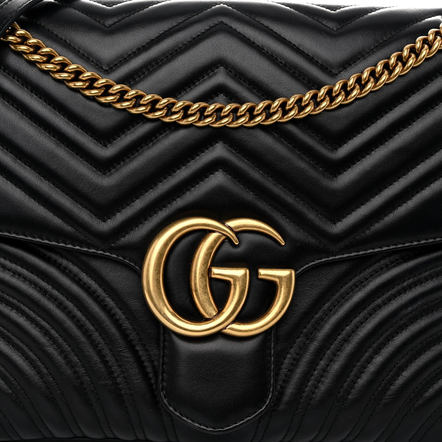 Gucci Calfskin Matelasse Large GG Marmont Shoulder Bag Black 7 of 9