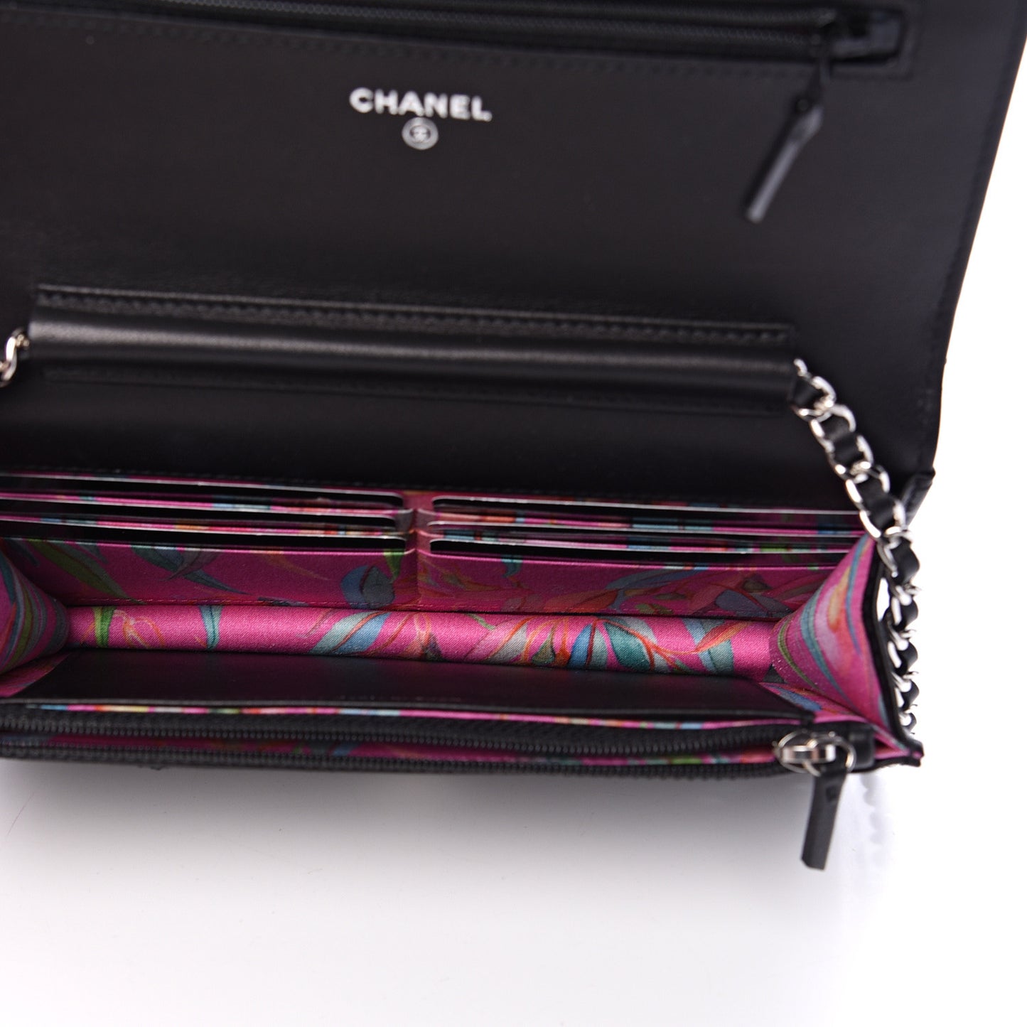Calfskin Whipstitch Wallet On Chain WOC Black