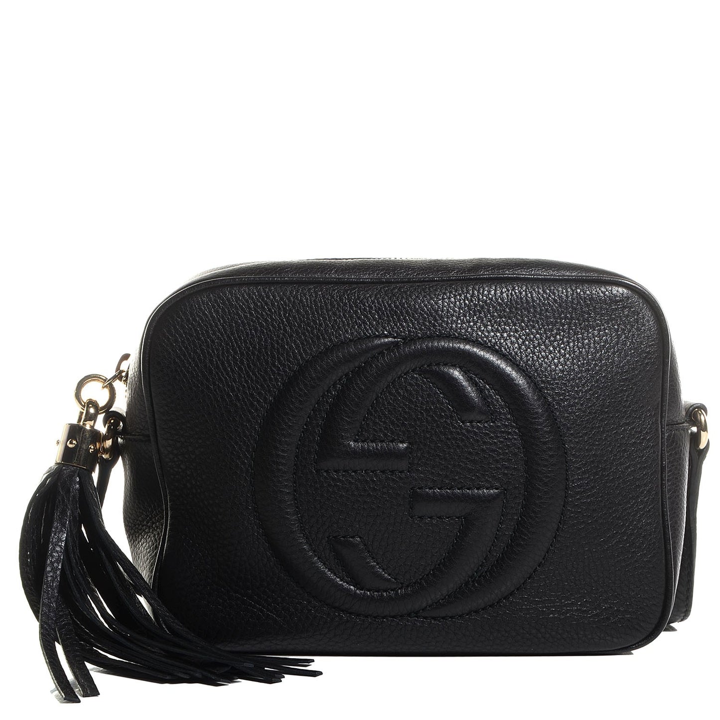 Pebbled Calfskin Small Soho Disco Bag Black
